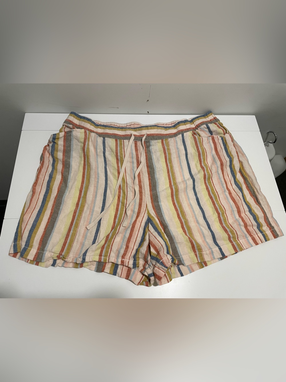 Lane Bryant Brand Women's size 22/24 Striped Linen Drawstring Waist Shorts
